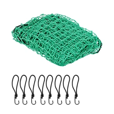 Image de Relaxdays Filet remorque, 2 x 3 m, 8 Crochets, marquage des Coins, Corde en Caoutchouc, sécurité pour Chargement, Vert