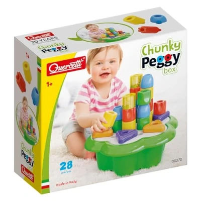 Image de Quercetti 0270 Chunky Peggy Gros plots à empiler avec Seau de Rangement