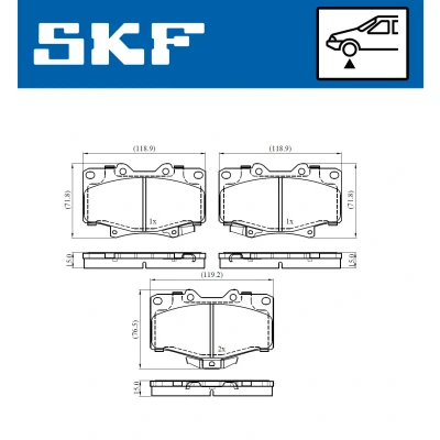 Image de SKF VKBP 80537 A Jeu de plaquettes frein avec indicateur d&#039;usure TOYOTA: 4Runner