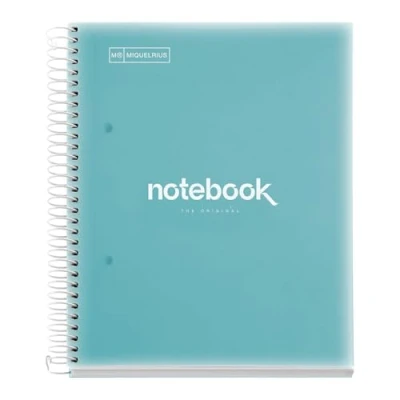 Image de Miquelrius Carnet de notes A5 Emotions, 5 bandes couleur, 120 feuilles lignées 7 mm, papier 90 g/m², 2 trous, couverture polypropylène, couleur bleu ciel