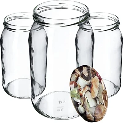 Image de KADAX Lot de 24 Bocaux conservation en verre pour couvercle à visser 900 ml Utilisable comme pot confiture Champignons, K5198