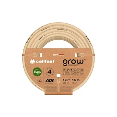 Image de Cellfast Tuyau d&#039;arrosage GROW, Durable, Flexible, 4 Couches, Durable Tricot ATS, Résistant aux UV et algues, Sans métaux lourds, 27 Bar, 20/+60С Temp. 1/2&quot;, 15m