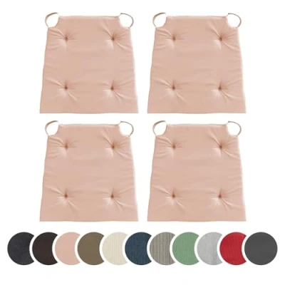 Image de sleepling 197571 Lot de 4 Coussins Chaise Coussin siège pour intérieur et extérieur 100% Coton Made in EU Tailles: 42 (Devant) 35 (derrière) x 40 5 cm, Rose