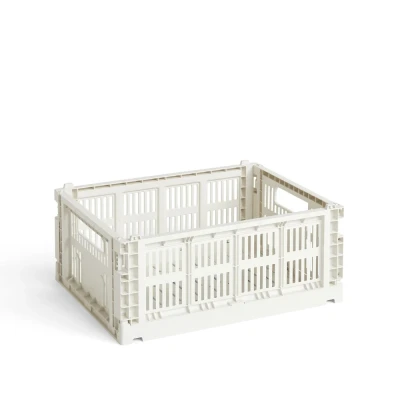 Image de HAY Colour Crate 541460 Boîte de Transport M Polypropylène Recyclé Blanc Dimensions : 34,5 x 26,5 14 cm