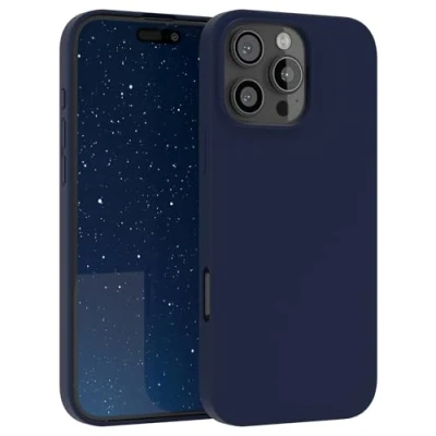 Image de EAZY Case Premium Housse Silicone pour iPhone 16 Pro Max avec Protection Appareil Photo et Doublure intérieure étui en de Bumper Handy Bleu Nuit
