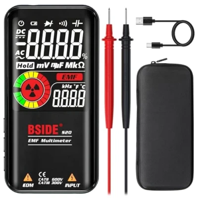 Image de BSIDE Multimètre numérique intelligent à Plage automatique 9999 comptes Détecteur EMF Rechargeable Testeur Rayonnement électromagnétique Mesure de Capacité Résistance Diode Tension Courant