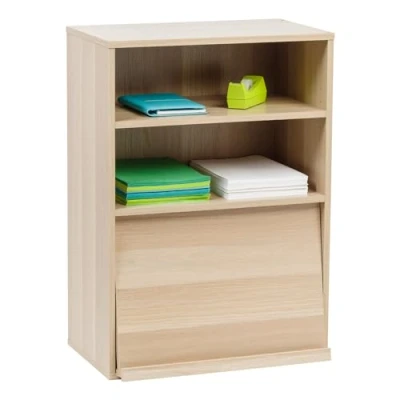 Image de Iris Ohyama, Meuble avec portes, Étagère de rangement, 2 compartiments modulables, Design, Solide, Moderne, Multi usage, Bureau, Chambre, Salon Flap Rack CHR 1 Marron Clair