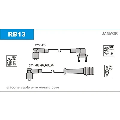Image de JANMOR RB13 Jeu De Fils d&#039;Allumage RENAULT: 21 Berline, 25, R21 5 portes