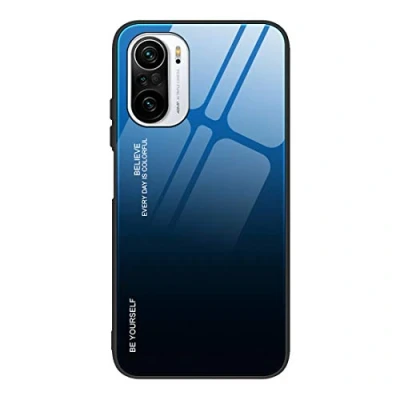 Image de GOGME Coque pour Xiaomi Poco F3 / Mi 11i 5G Coque, Étui en Verre Gradient Color Back Cover Trempé Résistant aux Rayures Case, Souple Silicone TPU Anti Rayure, Choc Housse(7)