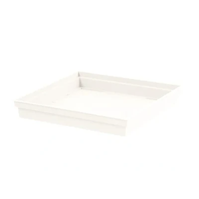 Image de EDA Soucoupe Carrée Toscane 40 cm pour Pot de Fleur Carré 50 x H.5,9 Blanc
