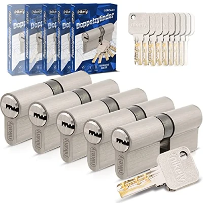 Image de GERCAR Lot de 5 cylindres Serrure Pro à fermeture identique 30/40 profilés avec 25 clés 70 mm cylindre Longueur : mm, A 30 B 40 Système