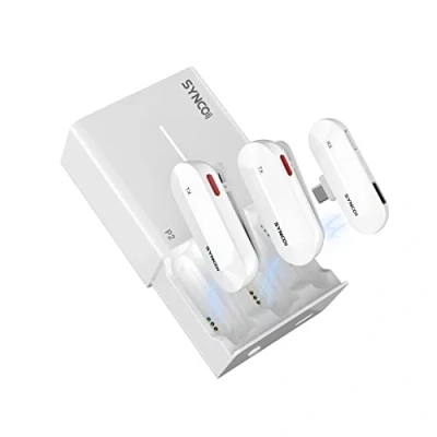 Image de SYNCO Micro Cravate sans Fil, P2T【Type C】 Mic Lavalier 2.4GHz avec Boîtier de Charge Plug&amp;Play 2 TX &amp; 1 RX pour Android Phones Tablet Youtube Vlog Interview, Microphone Fil Smartphone