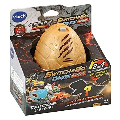 Image de VTech Switch &amp; Go Dinos Surprise, Œuf de Dinosaure, Jouet Sonore Transformable, Jeu Construction, 8 Modèles à Collectionner, Cadeau Enfant Dès 4 Ans Contenu en Français