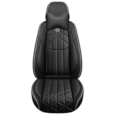 Image de Eunncu Housses de Siège Voiture Universelle Ensemble Complet Siege Auto Universel en Cuir Compatible avec Les Airbags Latéraux Couvre Sieges pour Avant et Arrière, Noir