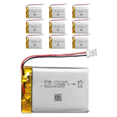 Image de 10Pcs EEMB Batterie Lithium polymère 3,7V 1100mAh 603449 Rechargeable lipo avec connecteur JST VXI Blue Parrott vérifier la polarité de l&#039;équipement et du Avant l&#039;achat
