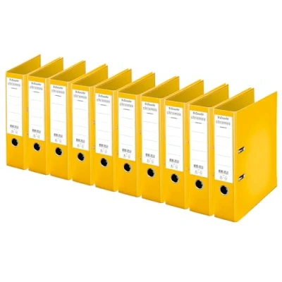 Image de Esselte, Classeurs à levier A4 Chromos, Jaune, Dos de 80 mm, Plastique, Lot 10, 230104