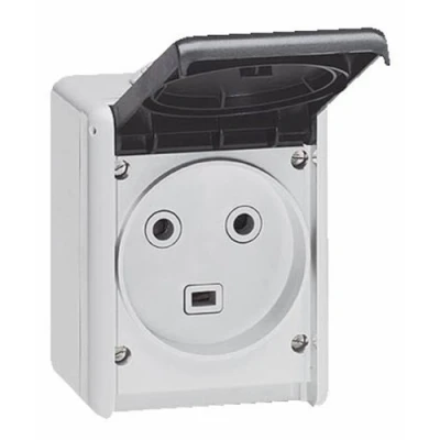 Image de LEGRAND Prise Etanche de Puissance 32A avec Terre Plexo 2P+T IP44 2 Alvéoles Pose en Saillie Gris