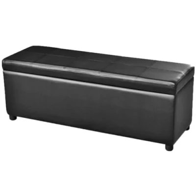 Image de vidaXL Banc Long de Rangement, Coffre Rangement avec Siège, Bout Lit Compartiment, Repose Pied Salon Chambre, Bois Noir