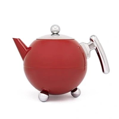 Image de Bredemeijer Théière Duet Bella ronde 1,2 l rouge chromé, fixations chromées, acier inoxydable, 1200 ml