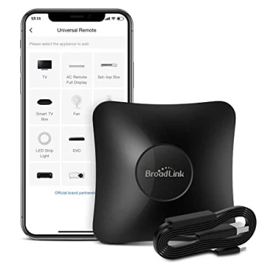 Image de BroadLink RM4 Pro S et Ensemble de câbles capteur, concentrateur Universel télécommande RF IR avec câble USB Moniteur d&#039;humidité la température, Fonctionne Alexa, Google Home, IFTTT