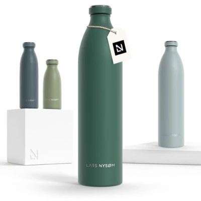 Image de LARS NYSØM Gourde INOX 1500ml 1.5L Bouteille d’eau isolée étanche pour Le Sport, la Bicyclette, Les Enfants (Pine Green, XL 1500ml)