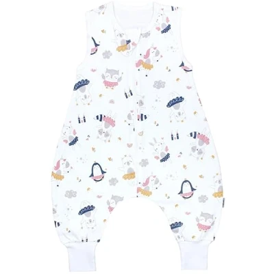 Image de TupTam Gigoteuse à Pied Turbulette Bébé Été Légère 0.5 TOG, Coton OEKO TEX, Fées Animaux Jaune Rose Bleu Gris (Fées Animaux), 92 98