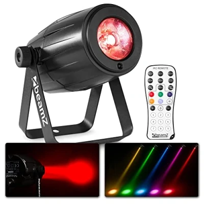 Image de BeamZ PS12W Projecteur Spot LED de 12W RGBW, Luminosité Réglable, Mode Audio et Auto, Fonction Strobe, Refroidisseur Interne, Avec Support Montage Télécommande