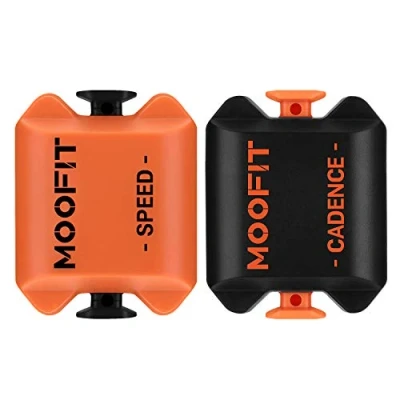 Image de moofit CS8 Capteur de Vitesse/Cadence pour Le Cyclisme, Vitesse Distance Cadence, Bluetooth sans Fil et Ant+ avec Technologie Low Energy étanche IP67, Orange