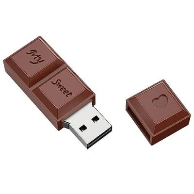 Image de Clé USB 128Go Cle Chocolat Uflatek 128 Go Flash Drive Dessin animé 2.0 Clef Nouveauté Mémoire Stick Périphériques de Stockage données externes pour Cadeaux