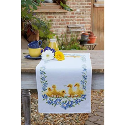 Image de Vervaco Kit de Point Croix compté, Chemin Table, Blanc, 32 x 84 cm