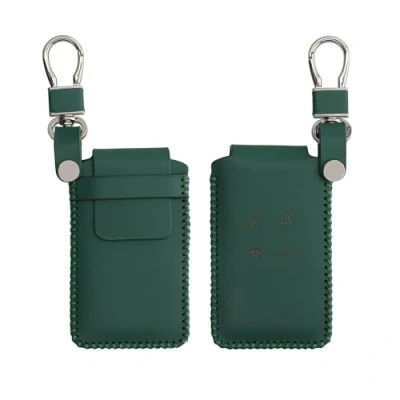 Image de kwmobile Accessoire Clef de Voiture Compatible avec Renault Smart Key 4 Bouton (Keyless Go Uniquement) Coque clé en Cuir véritable Porte clés Vert foncé