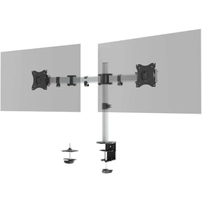 Image de DURABLE Support Select pour 2 écrans avec Pince Bureaux VESA 75/100 21 27&quot; Ergonomique, réglable, Rotatif et inclinable Maintient en Toute sécurité Les jusqu&#039;à 8KG