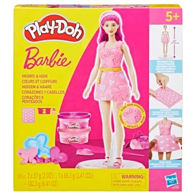 Image de Play Doh Barbie Cœurs et Coiffure, Coffret de pâte à Modeler