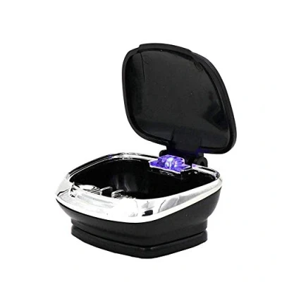 Image de Kytpyi Cendrier de voiture portable, mini ignifuge imperméable détachable et facile à nettoyer avec couvercle bleu cigarette légère Noir