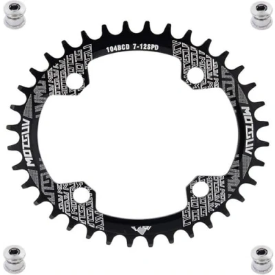 Image de YBEKI Plateau de Pédalier 32T 34T 36T 38T 40T 42T 44T 46T 48T 50T 52T 104BCD Rond Ovale étroit Large Simple Vélo pour Vélos Route VTT BMX