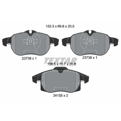 Image de TEXTAR 2415501 Jeu de plaquettes frein préparé pour indicateur d&#039;usure SAAB: 9 3 Berline, Break, Cabriolet, OPEL: Vectra C CC, Signum CC