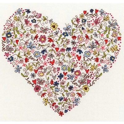 Image de Bothy Threads XKA1 Kit point de croix Motif cœur 24 x 26 cm