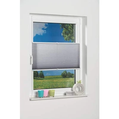 Image de K Home Palma Store plissé avec système Klemmfix, Gris, 60 x 130 cm