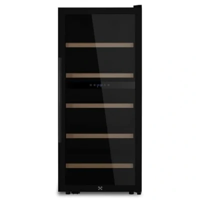 Image de LES PETITS CHAMPS Cave à Vin 91 Bouteilles CAVCDB91 Black Edition, Capacité 204L, 2 Zones de Température, Design Élégant en Acier Inoxydable, Réglage Température 5C 18C, Anti UV, LED