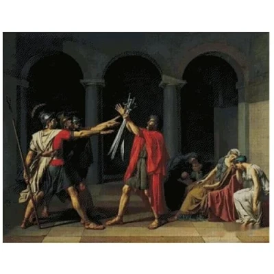 Image de Kit de broderie au point croix compté Serment Horatier, 14 points, 100 % coton, filet 400 x 315 taille 72 57 cm