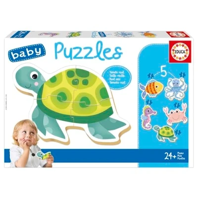 Image de Educa Baby Puzzles Animaux actuatiques Ensemble de 5 bébé progressif 3 à pièces pour Apprendre avec différents Niveaux difficulté. Recommandé 24 Mois (19951)