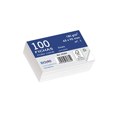 Image de DOHE Fiches cartonnées offset blanches de 180 g, unies nº 1 65 x 95 mm