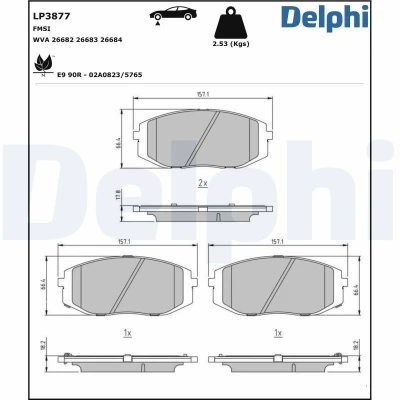 Image de Kit de plaquettes frein, frein à disque DELPHI LP3877