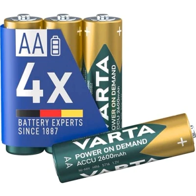 Image de VARTA Piles rechargeables AA, lot de 4, Recharge Accu Power, 2600 mAh Ni MH, sans effet mémoire, préchargées, prêtes à l&#039;emploi