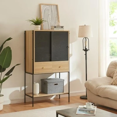 Image de Buffet haut Tysnes 140 x 80 40 cm effet chêne noir