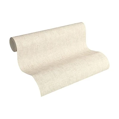 Image de A.S. Création papier peint intissé Greenery uni 10,05 m x 0,53 beige crème métallisé 322618 32261 8