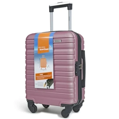 Image de KINSTON Valise Cabine pour EasyJet 4 Roues Détachables Taille LowCost Bagage à Main Léger et Durable, Pivotantes Amovibles Démontable Rose