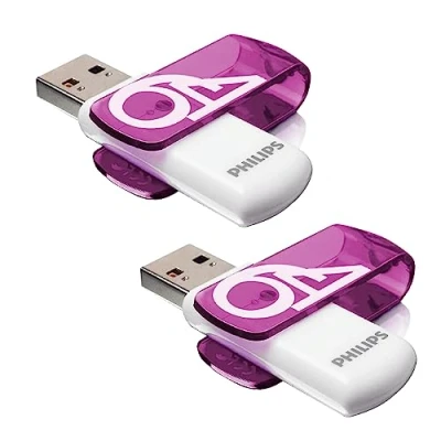 Image de Philips Vivid Édition High Speed clé USB 2.0 2X 64 Go avec Capuchon pivotant pour PC, Ordinateur Portable, Stockage de données informatiques, Vitesse Lecture jusqu&#039;à 25 Mo/s