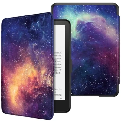 Image de FINTIE Étui pour 7&quot; Kindle Paperwhite 2024 (12e Génération) et Colorsoft Signature Edition (1re Génération), Coque Fine Léger, Housse Réveil/Veille Automatique, Galaxie
