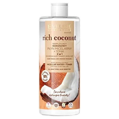 Image de Fluide et tonique hydratants à la noix de coco Mcellar riches en Eveline Cosmetics 2 in 1, 500 ml